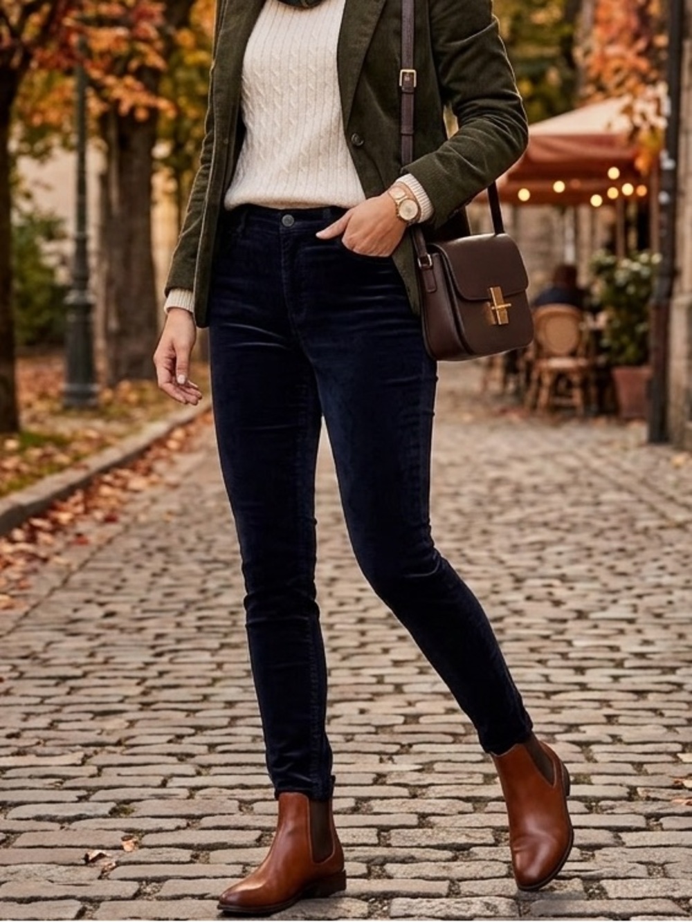 AG Adriano Goldschmied "The Legging" Velvet Skinny Pants in Navy Blue - Size 29R
